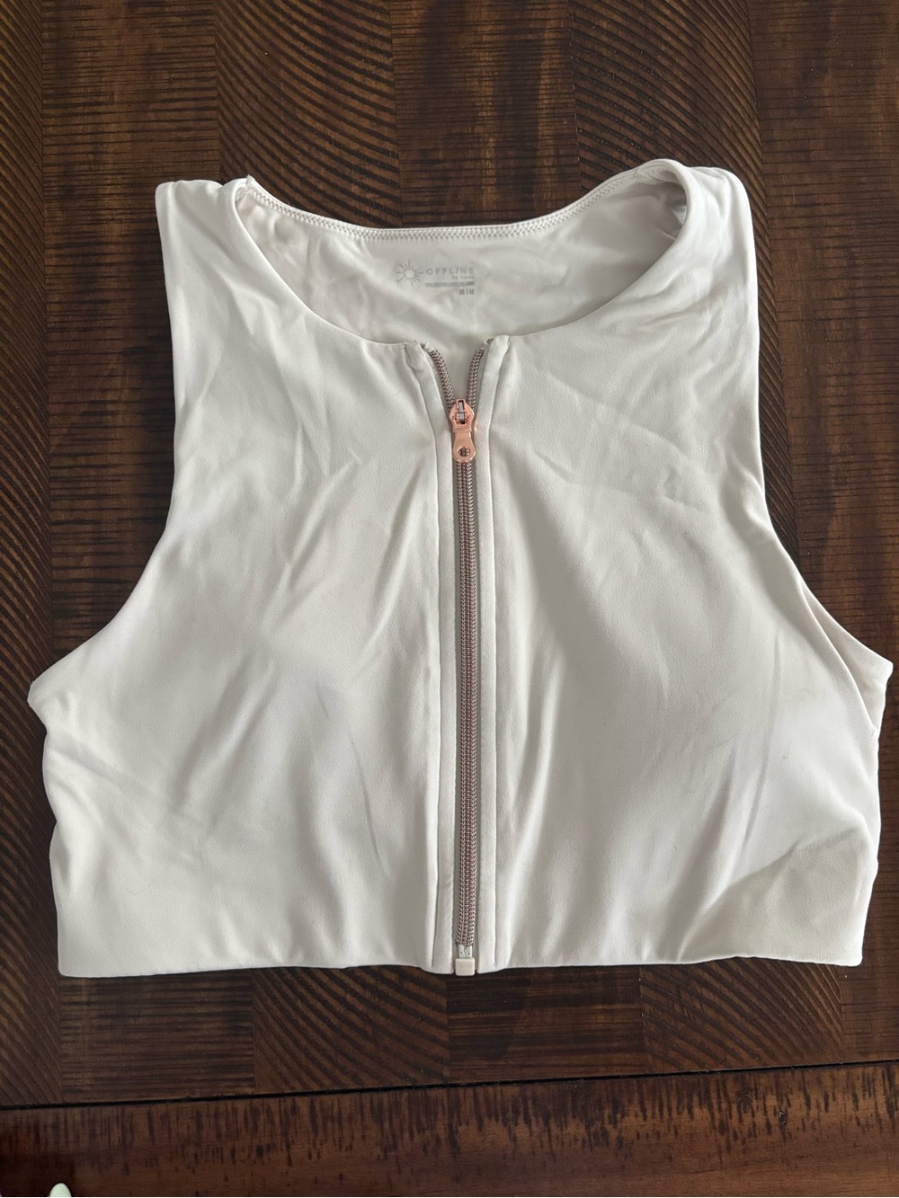 Offline Zip-Front Cream Sports Bra - Smooth Support